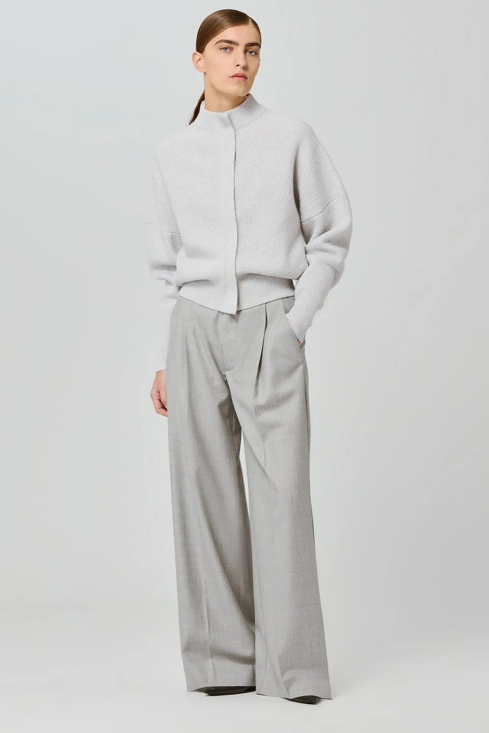 Sa Su Phi cardigan coste cashmere ghiaccio con zip