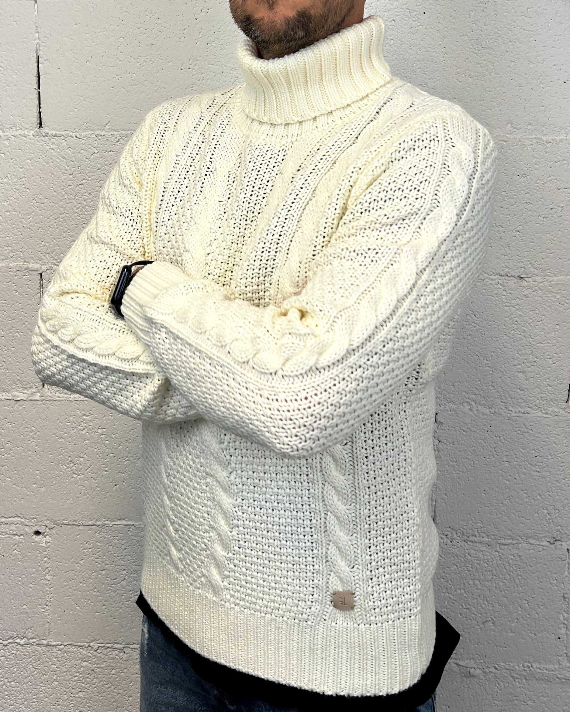 ONLYONE GIANNI LUPO dolcevita trecce bianco
