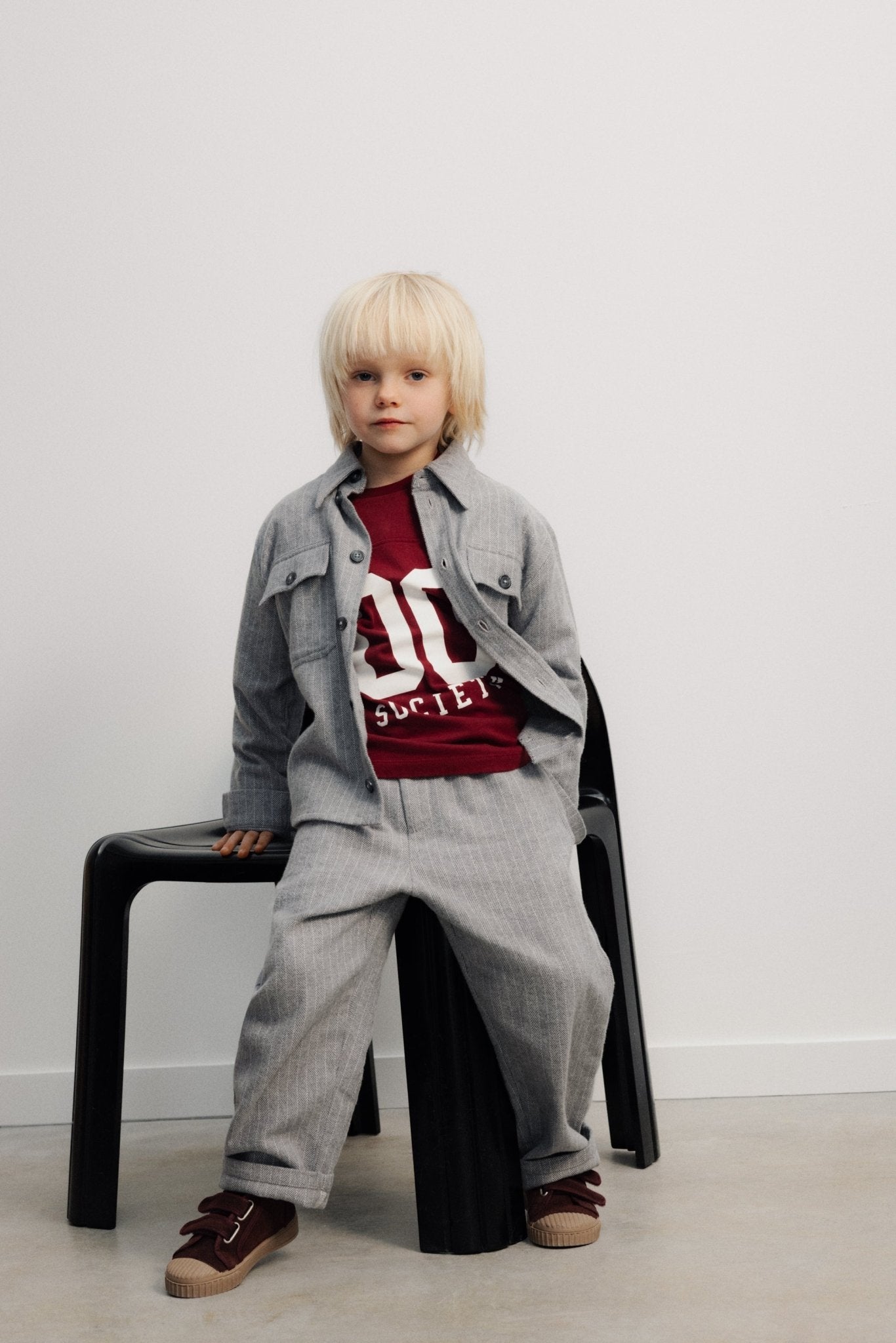 The New Society Cliff Trouser pantalone bambino grigio cotone