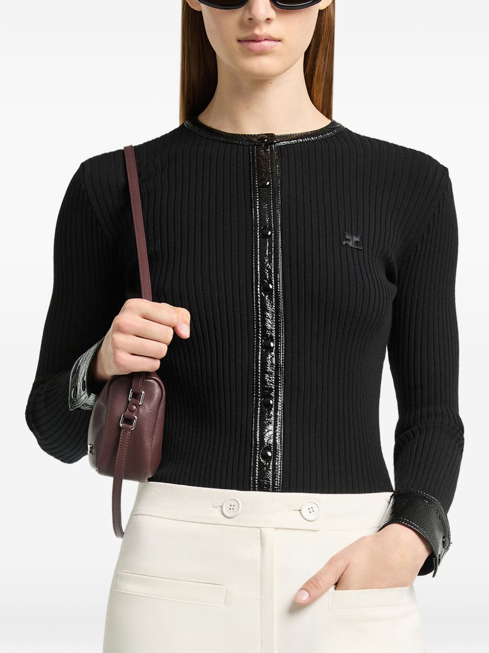 Courreges 326MGI056FI0001 cardigan nero donna