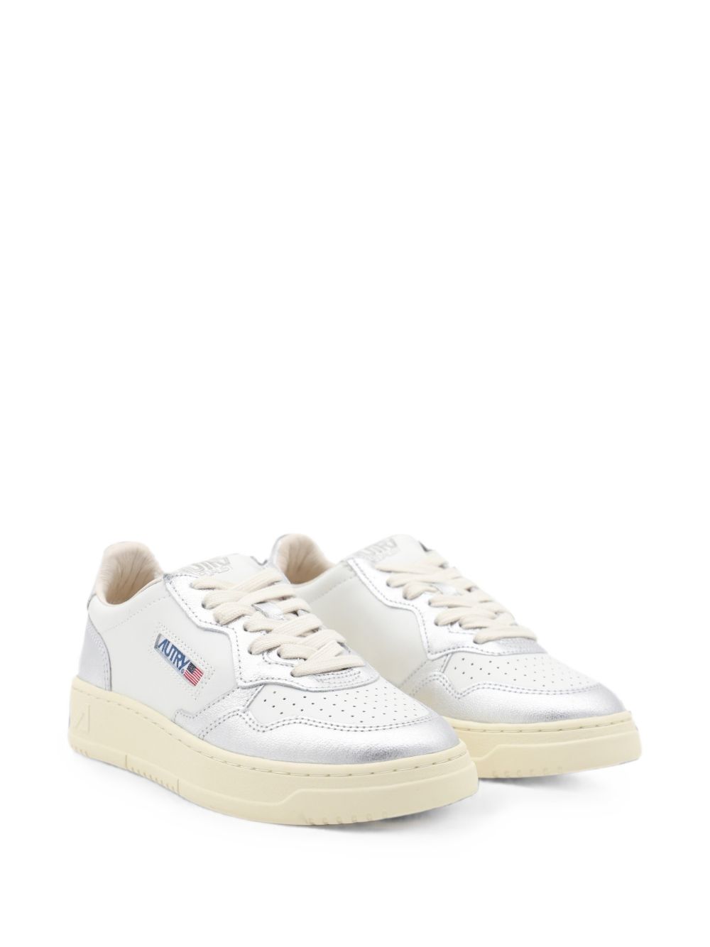 Autry Medalist AULW Sneakers Bianche Pelle Argento