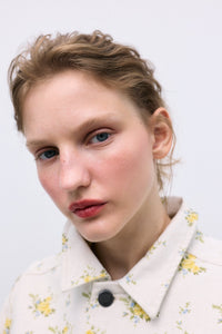 The New Society Mimosa Woman Jacket giacca denim fiori cotone