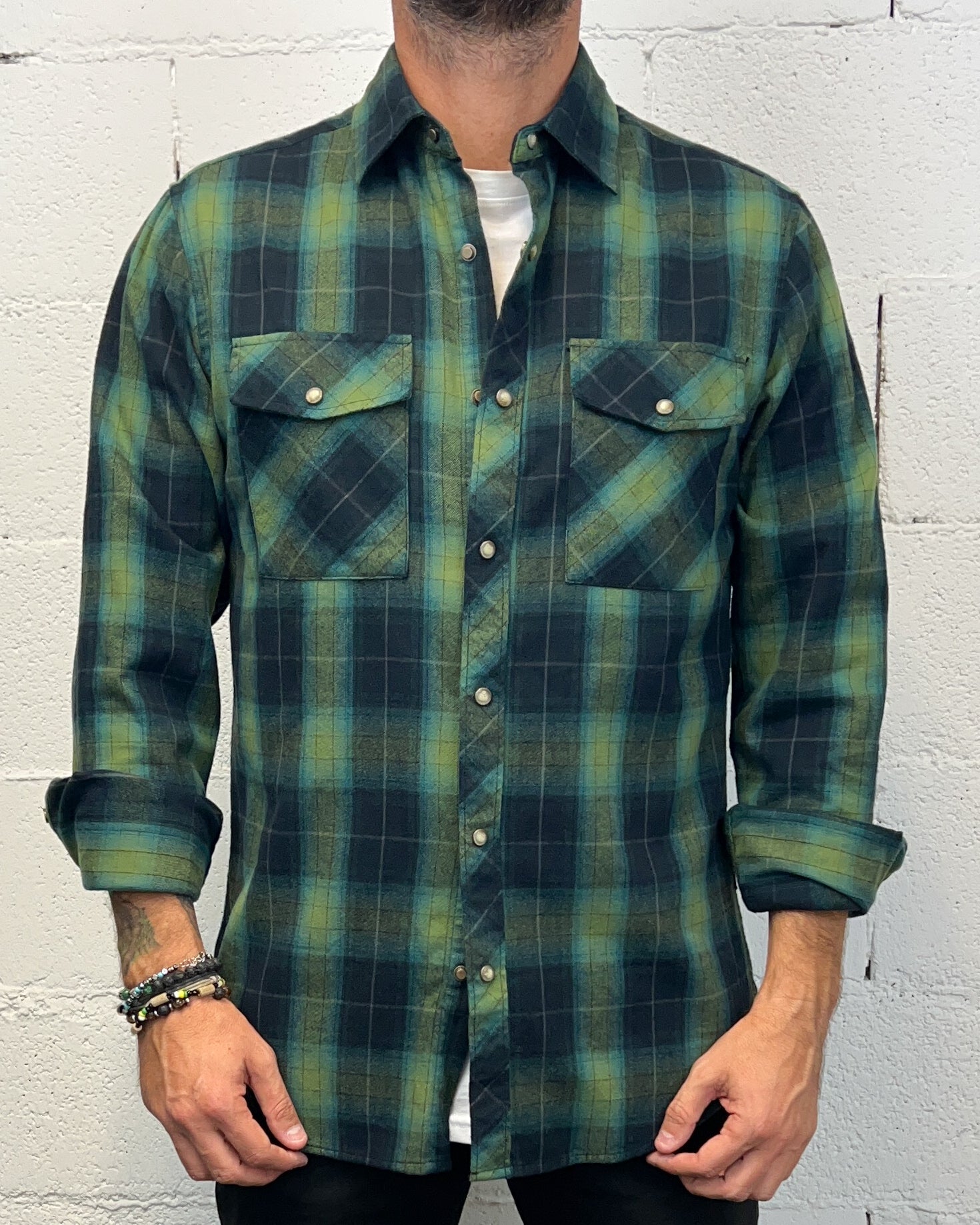 ONLYONE GIANNI LUPO Forest camicia verde regolare