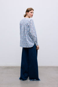 The New Society TNS Denim Pantalone Donna Extra Wide Indaco