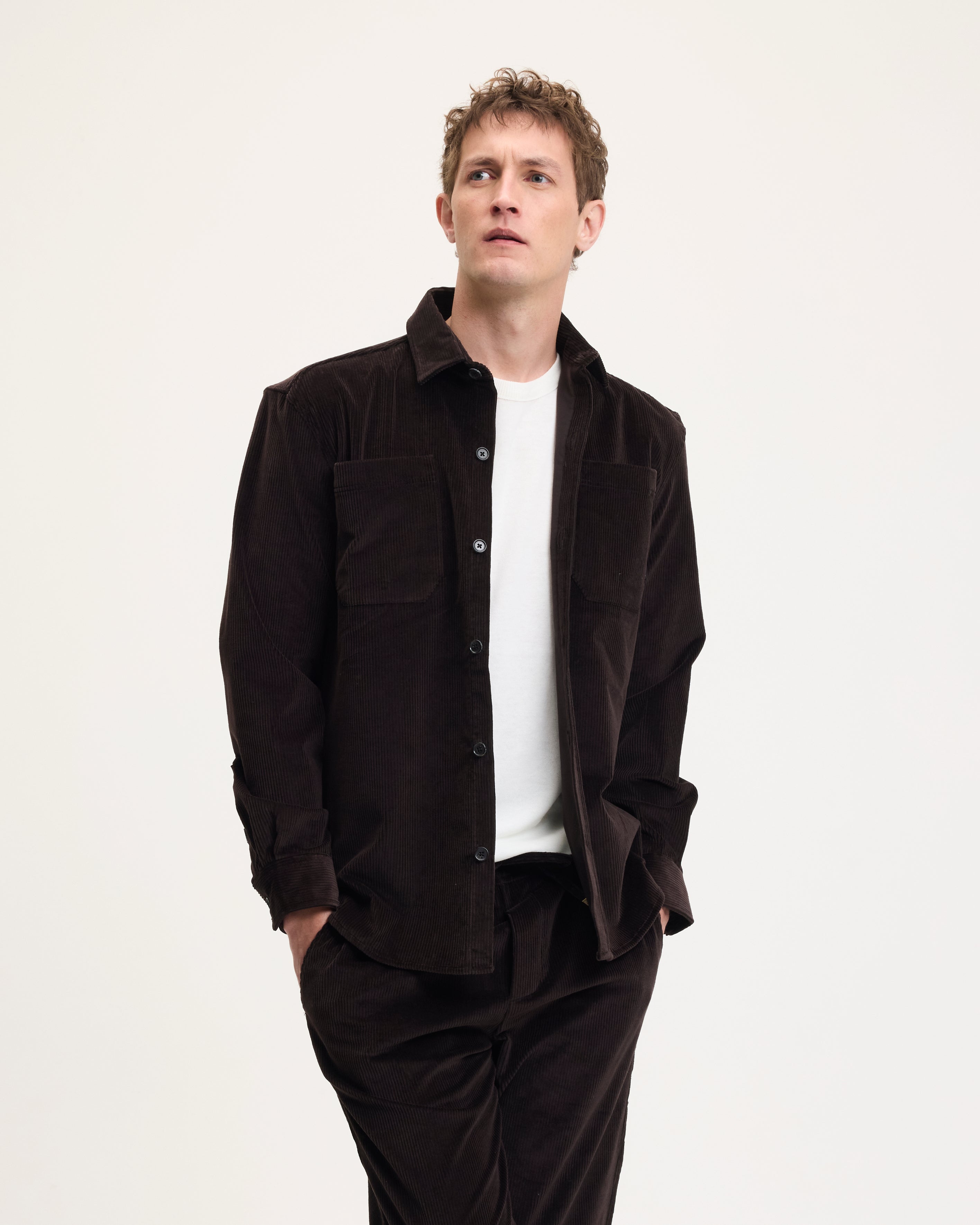 Goodpeople Snewy camicia velluto marrone cioccolato