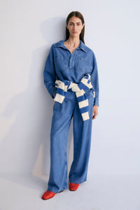 The New Society Micenas pantaloni denim blu lyocell