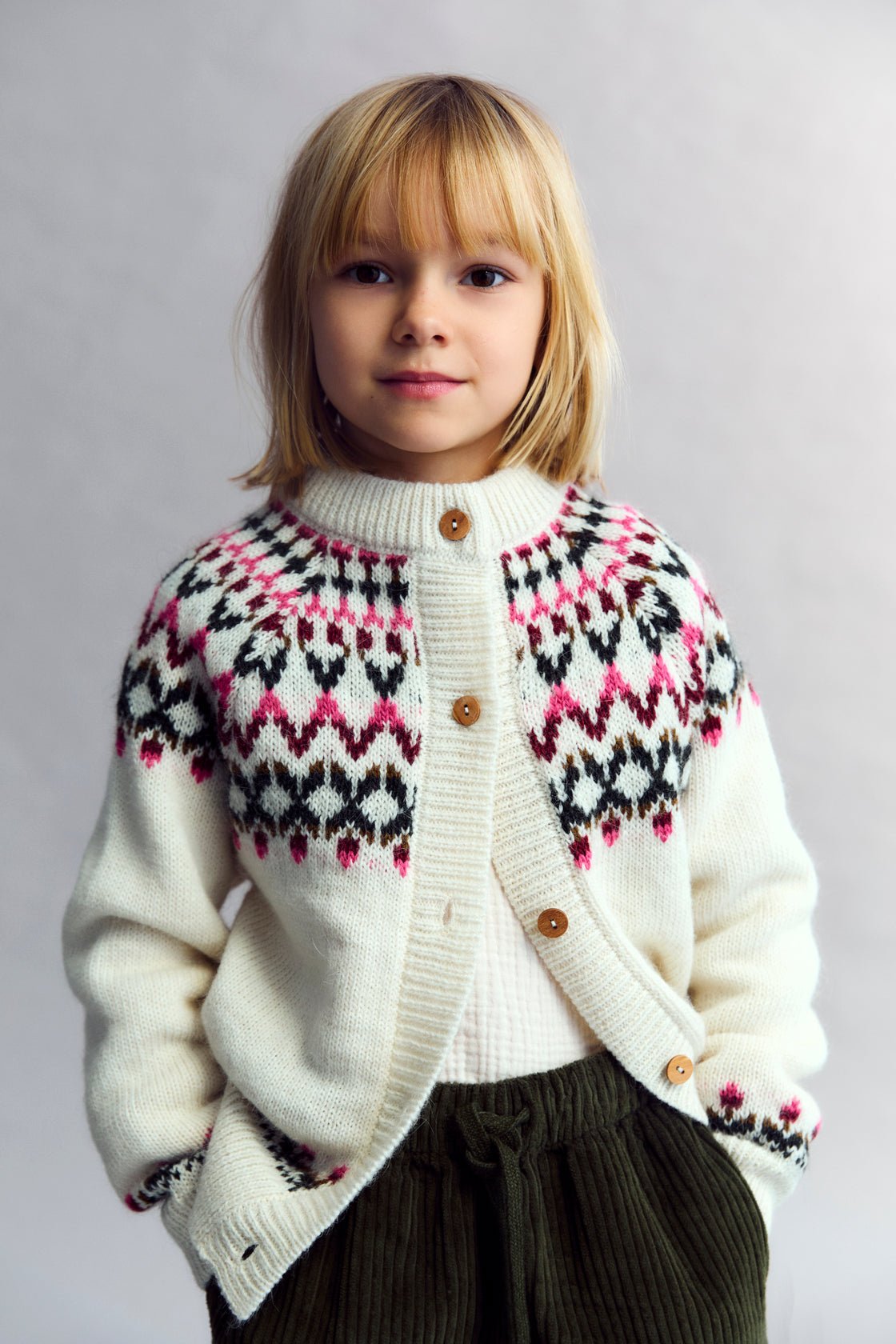 The New Society Wendy Cardigan Bambina Moonlight White Alpaca