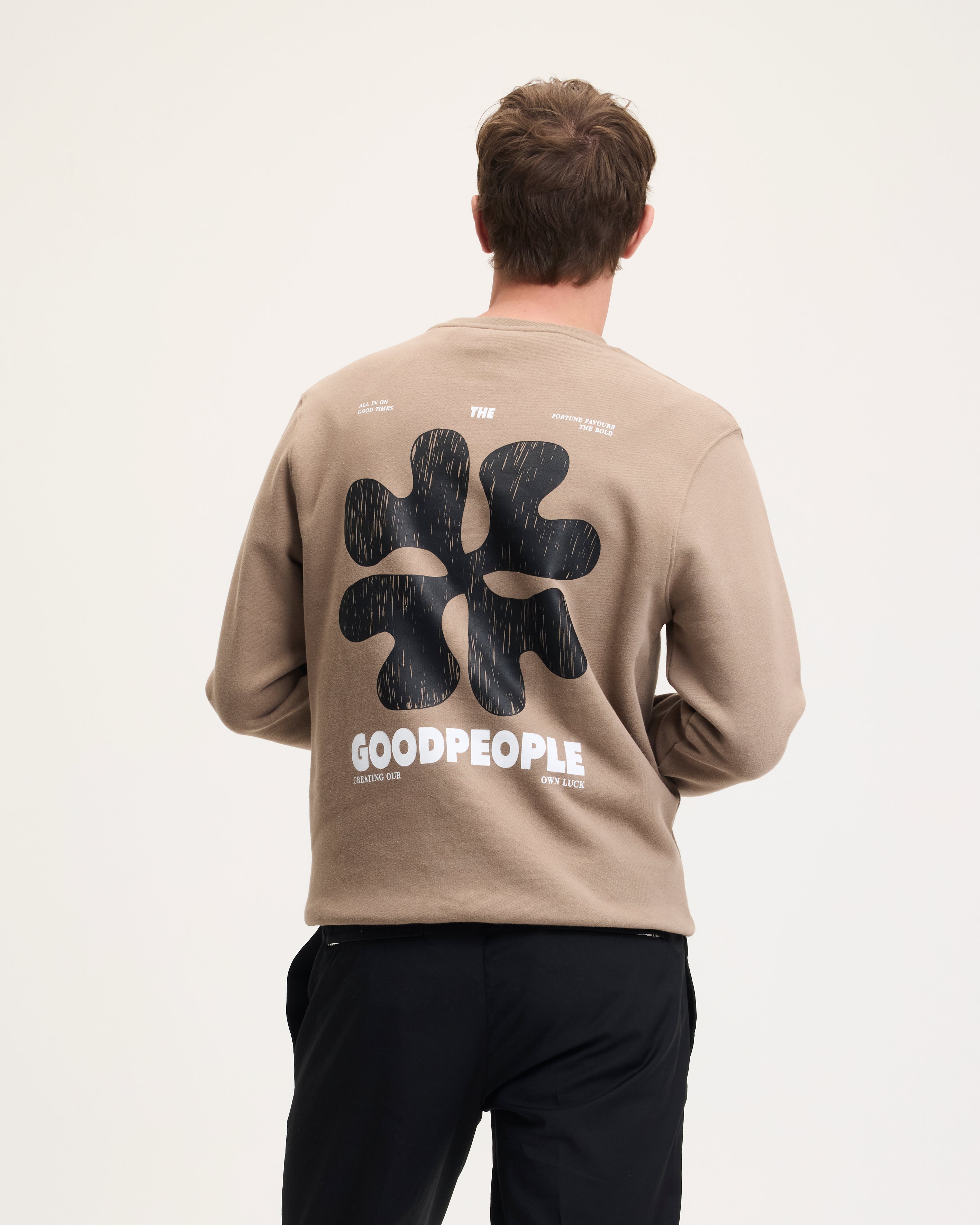 GOODPEOPLE Lito Maglione Cotone Mocca Stampa Dietro