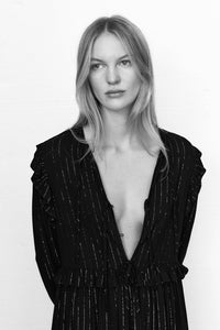 THE NEW SOCIETY Lua abito lungo nero Eclipse Noir lurex