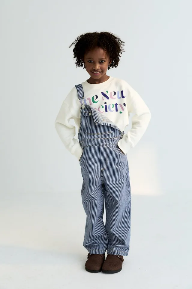 The New Society Diana salopette bimba denim righe