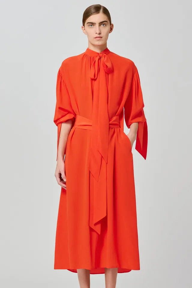 Sa Su Phi Susanna vestito lungo crepe arancione