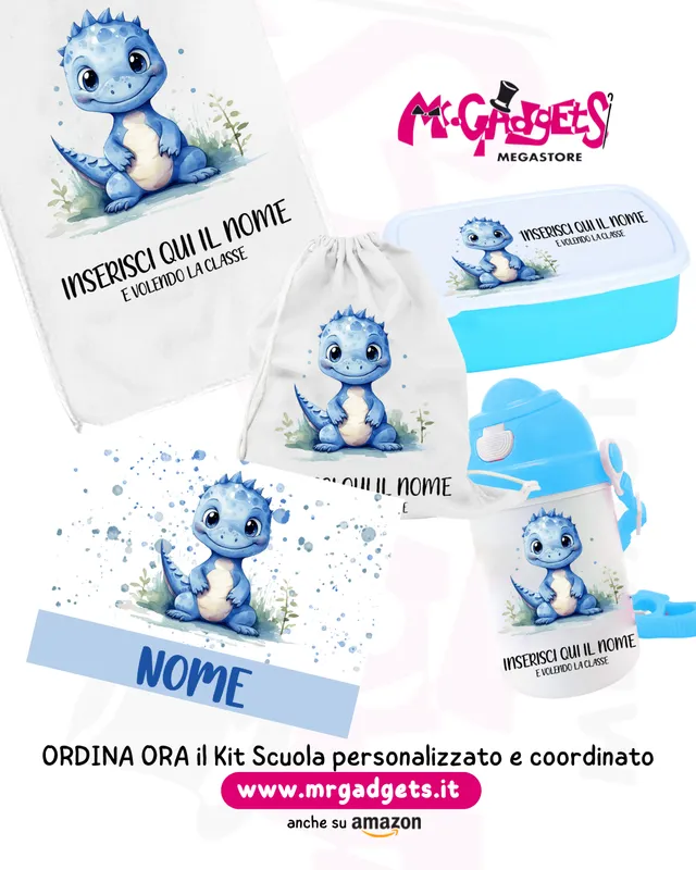 Mr. Gadgets Kit Scuola Drago Set Coordinato Bambini
