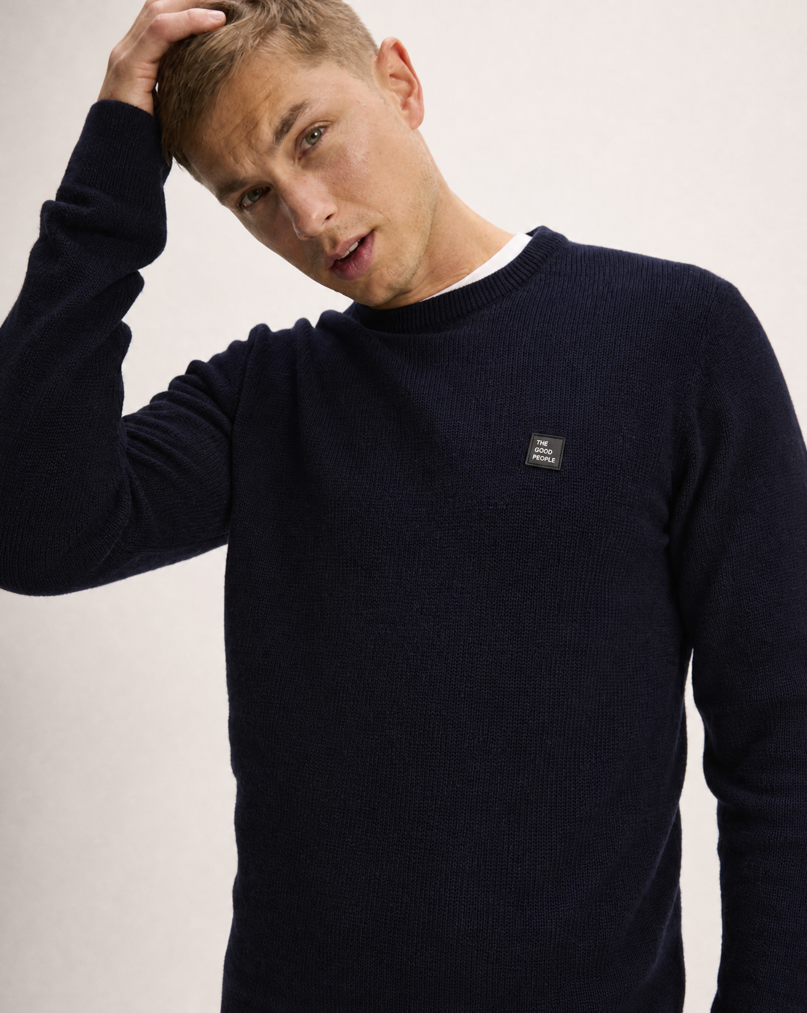 GOODPEOPLE Oknit Comfort Maglione Misto Lana Blu Navy