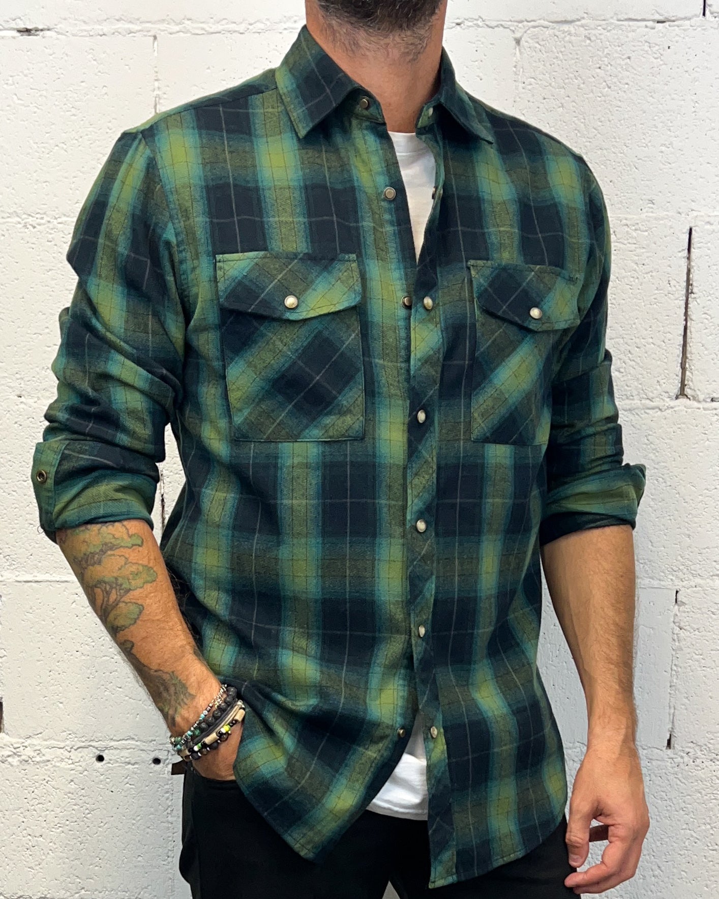 ONLYONE GIANNI LUPO Forest camicia verde regolare