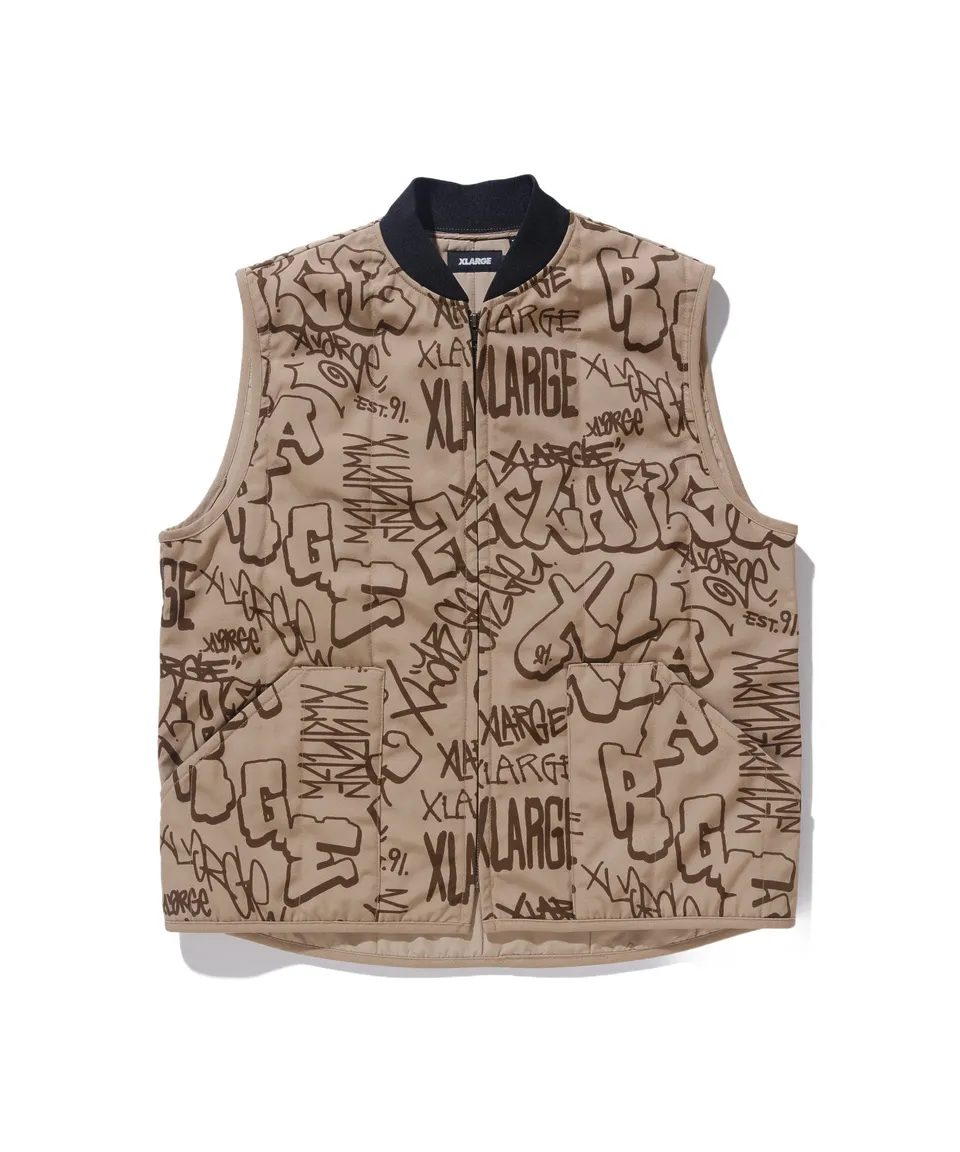 X-Large Graffiti Work gilet imbottito nero