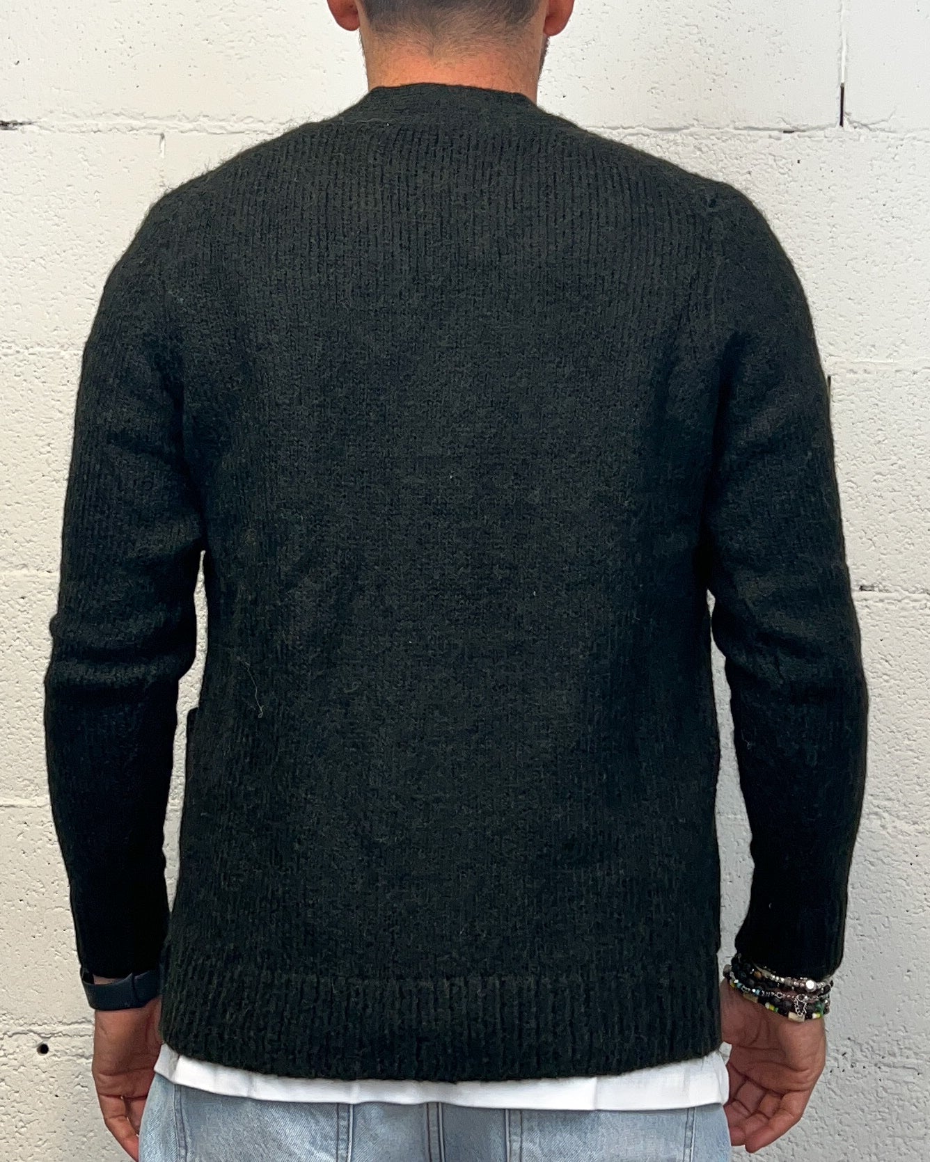 ONLYONE OVER-D cardigan nero tasche a toppa