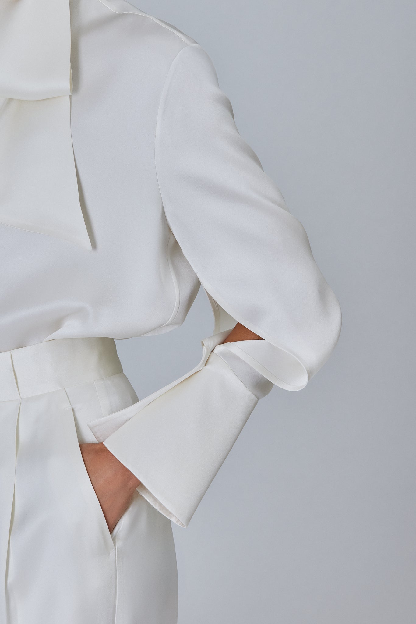 Sa Su Phi camicia raso con sciarpa doppio raso