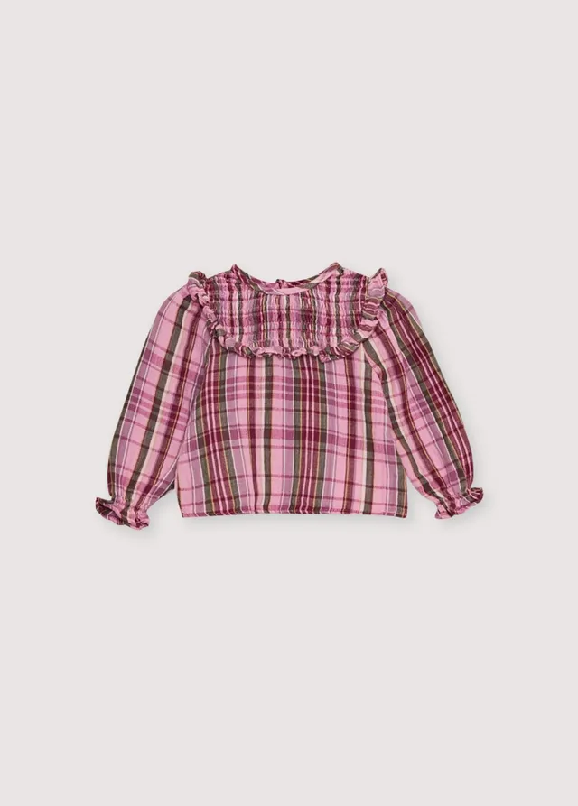 The New Society Adriana Baby blusa neonata quadri cotone