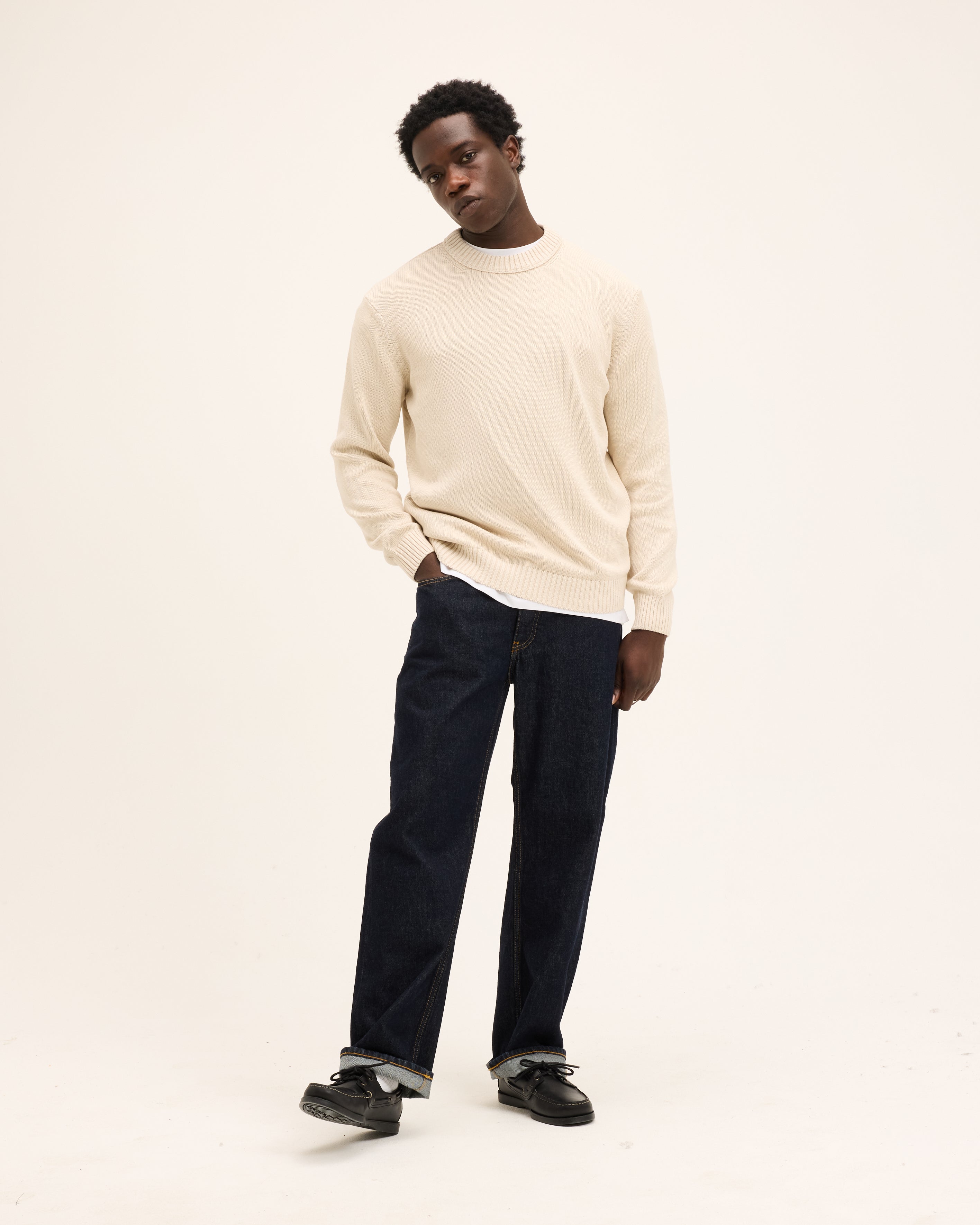 Goodpeople Kid Round Neck maglione cotone bianco sporco