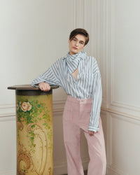 The New Society Ines pantaloni rosa velluto cotone