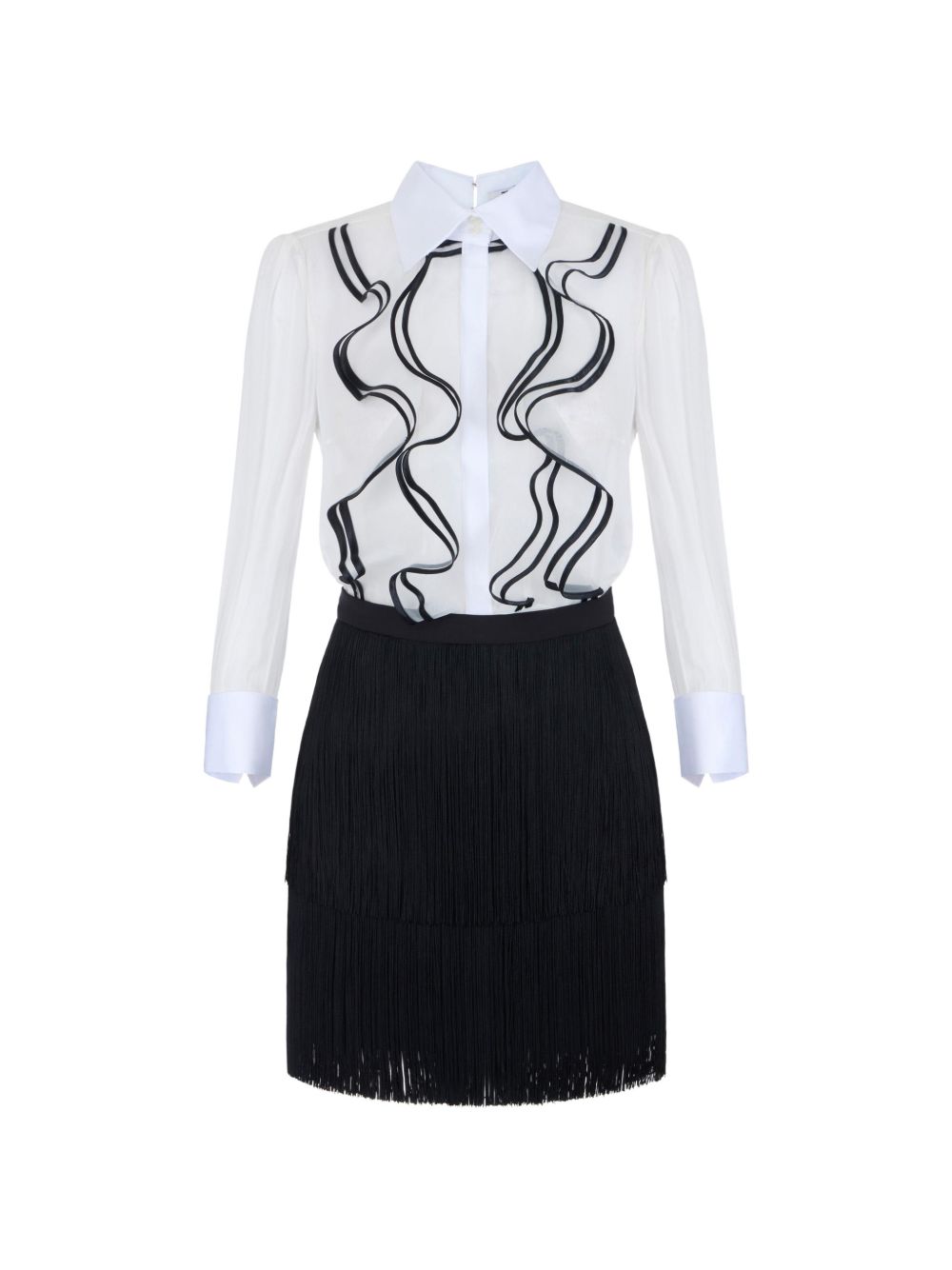 Elisabetta Franchi AB02267E2 abito corto avorio nero