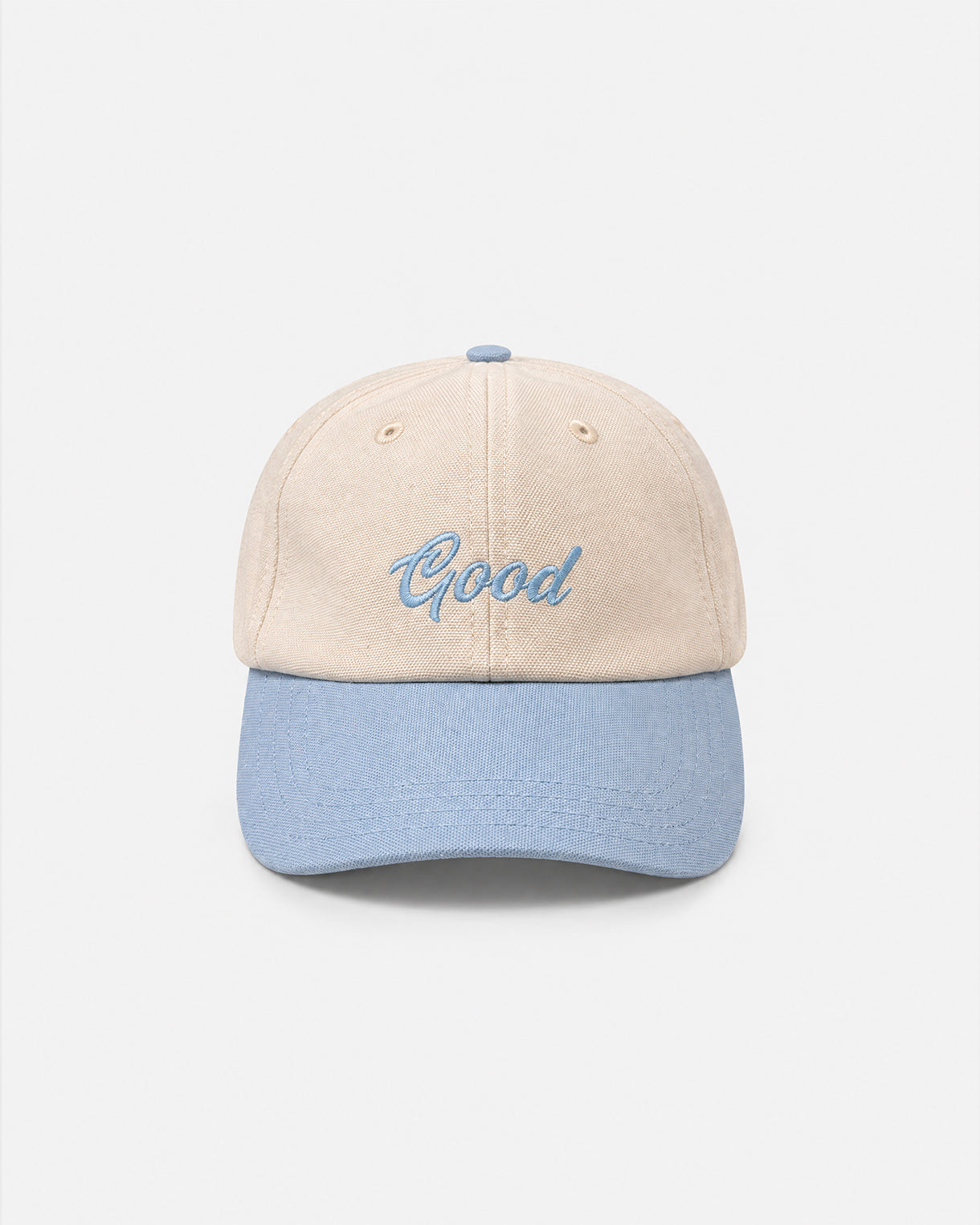 GOODPEOPLE Cap Cappello Cotone Bianco Blu Visiera Curva