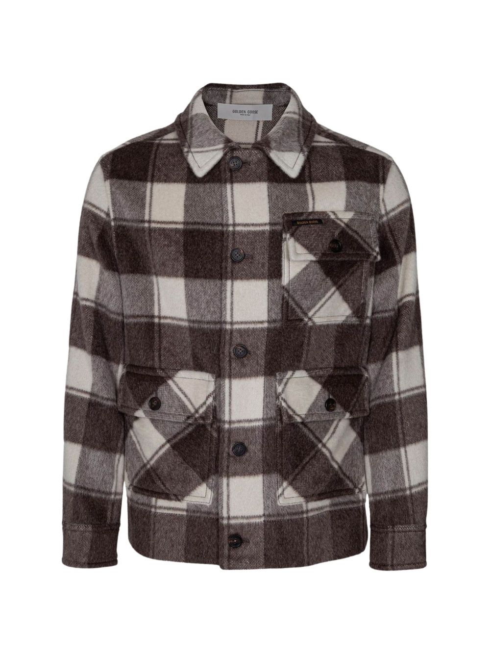 Golden Goose GUP02860 camicia uomo morel off white