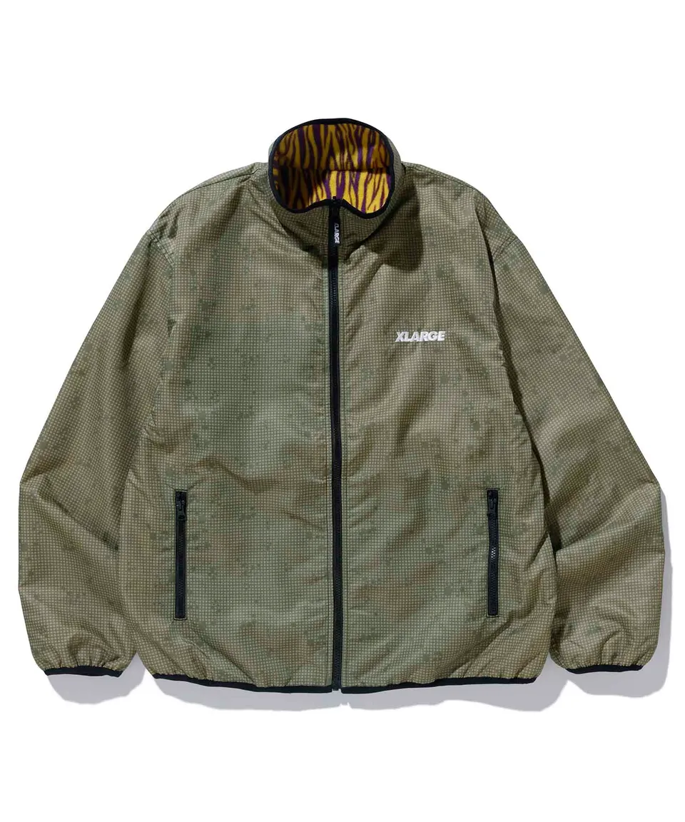 X-Large Reversible Fleece Jacket giacca nera tigrata