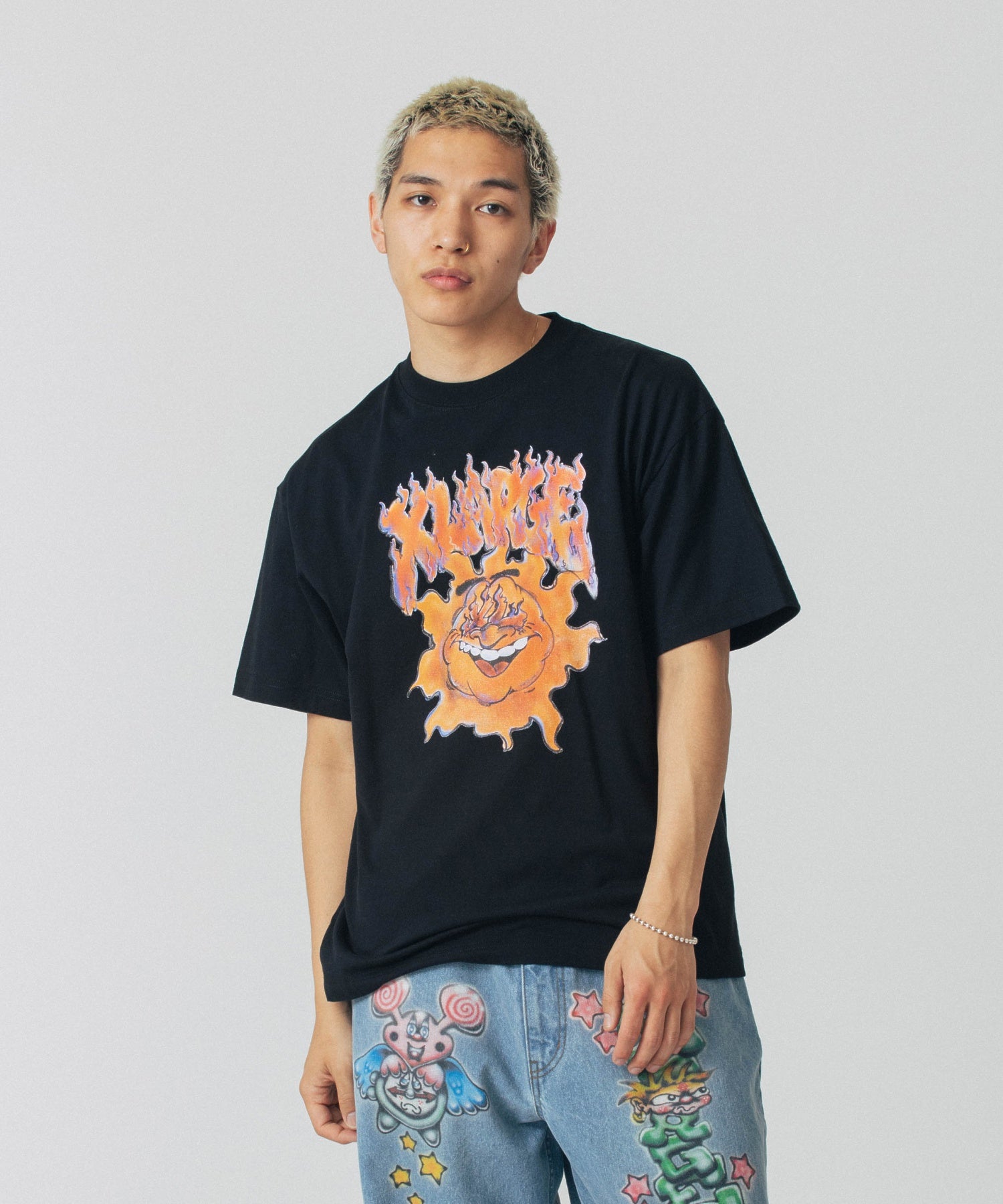 X-Large XL Burning t-shirt manica corta stampa fronte