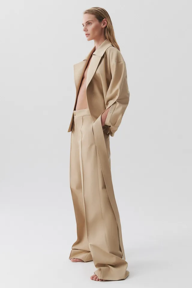 Sa Su Phi pantaloni gabardine cotone khaki dritti