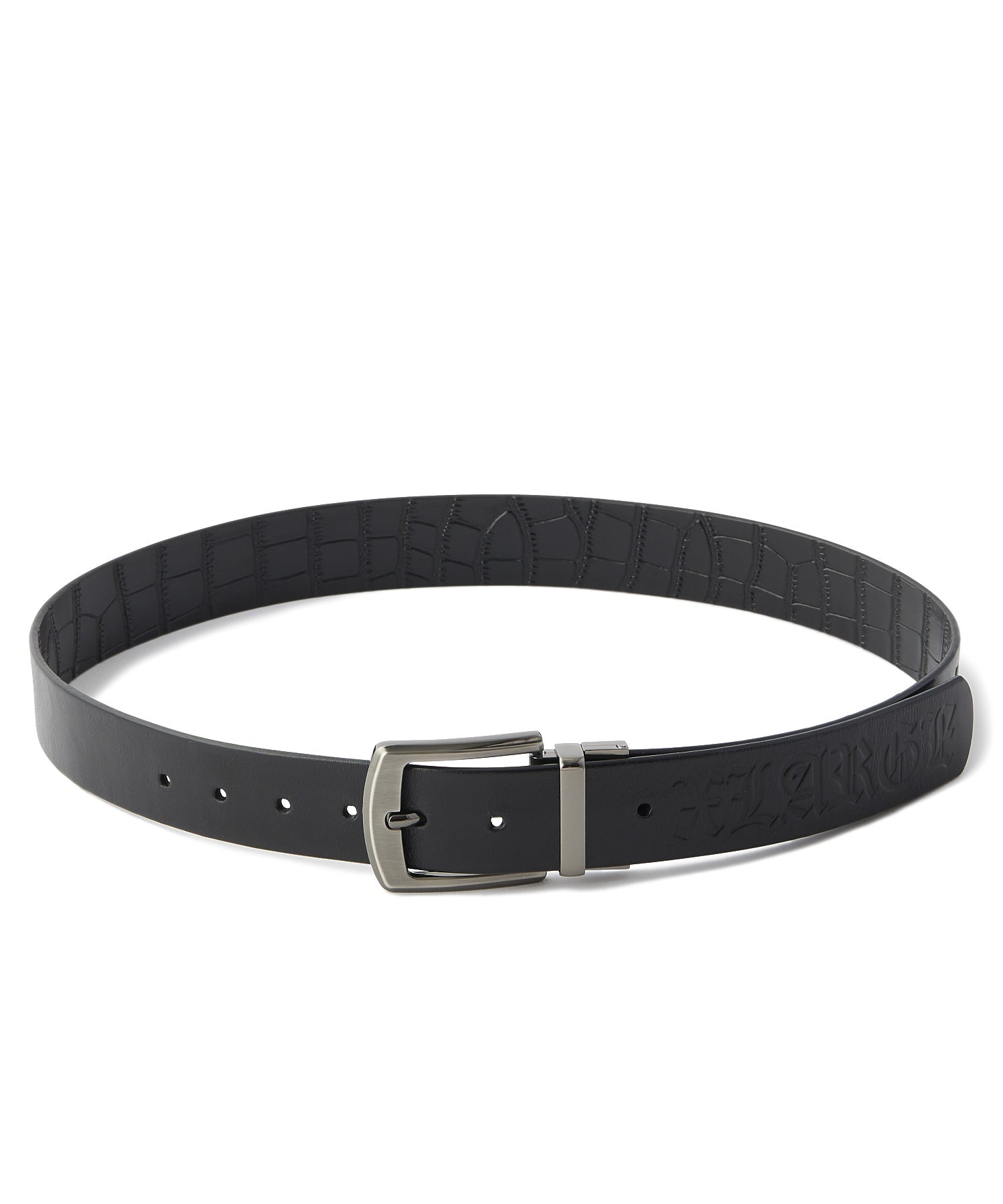 X-Large Reversible Leather Belt cintura in pelle nera coccodrillo
