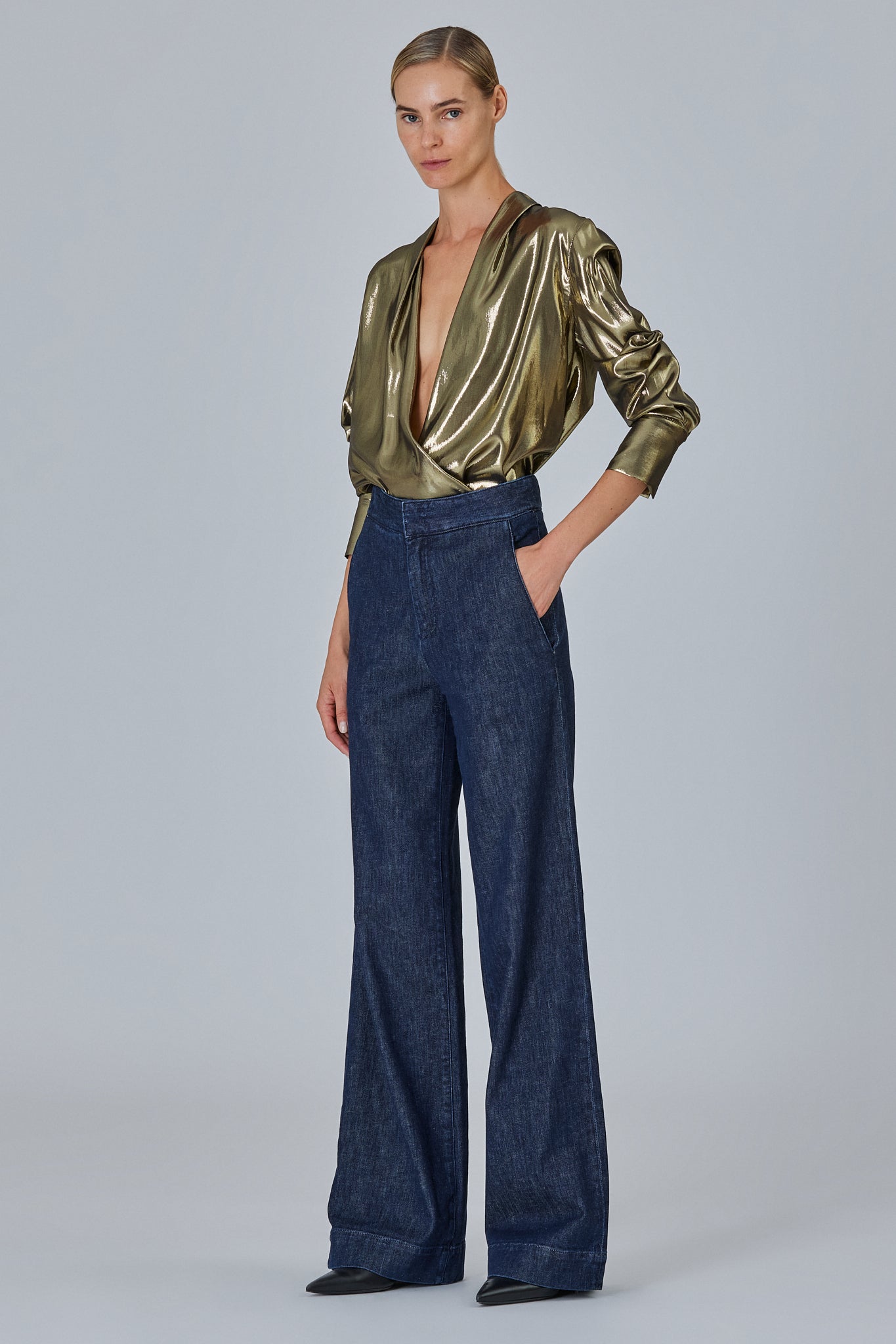Sa Su Phi Tuxedo jeans slim vita alta lavaggio medio