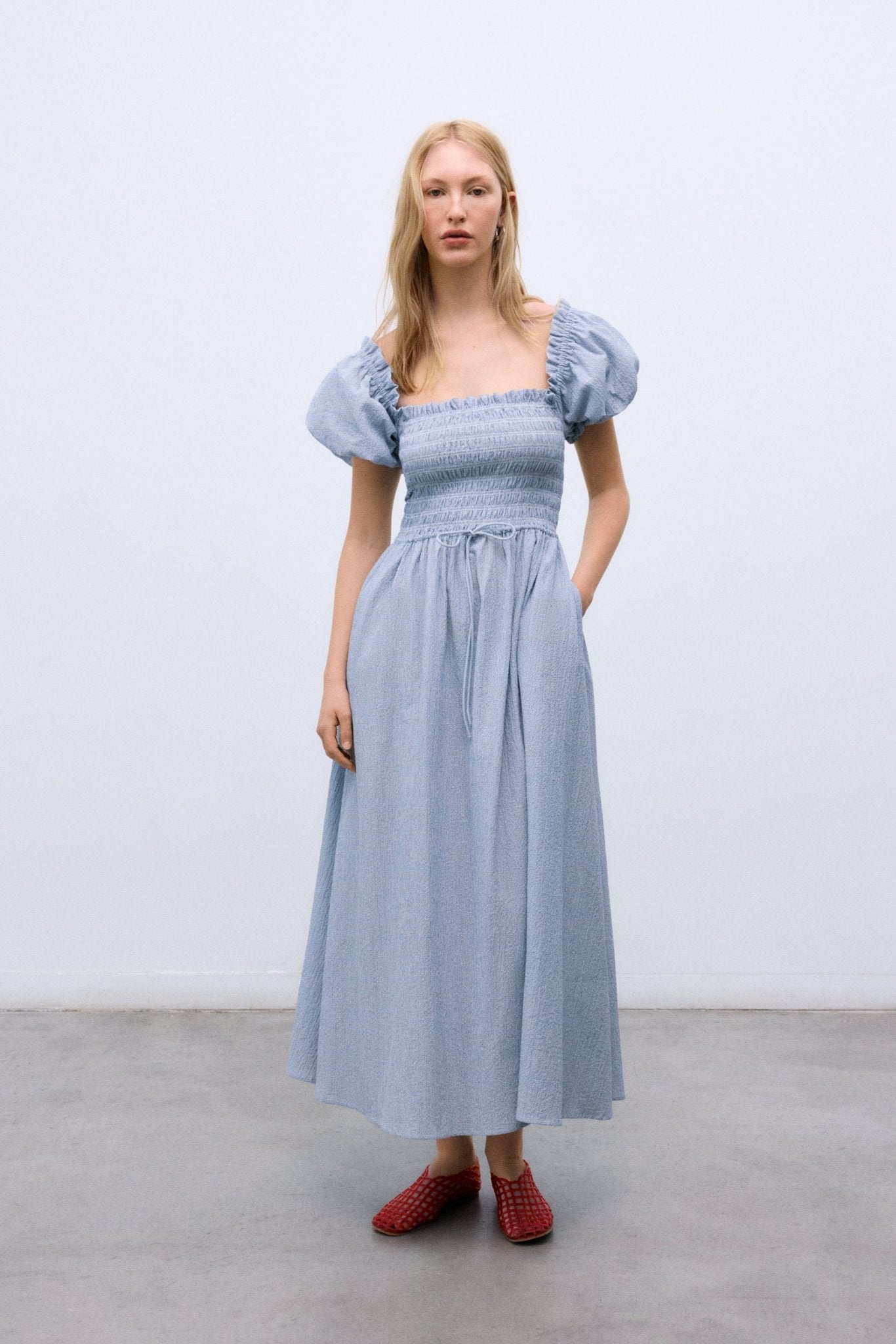 The New Society Cloe Abito Donna Midnight Pinstripes Cotone