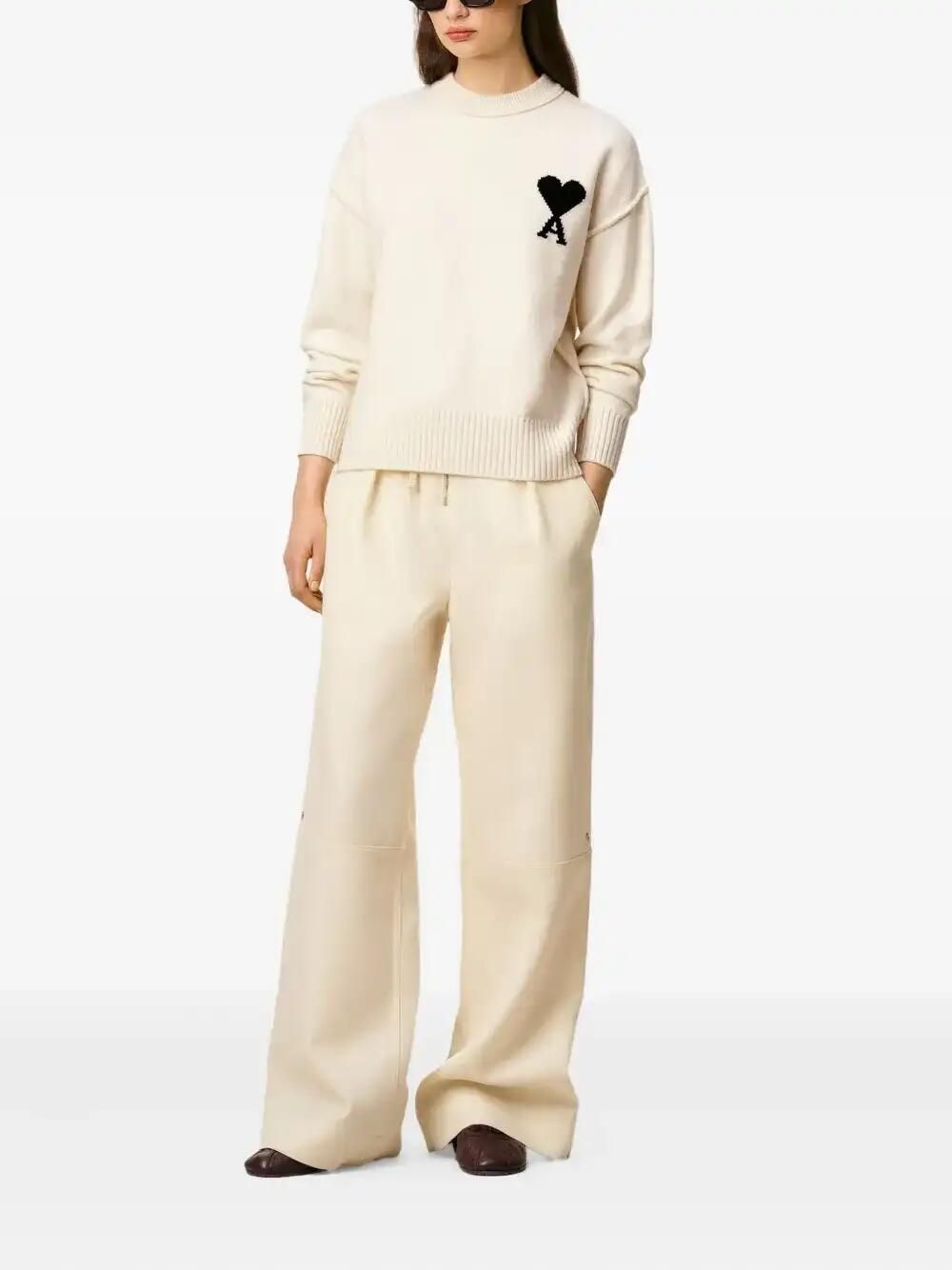 AMI UKS838 felpa offwhite black donna
