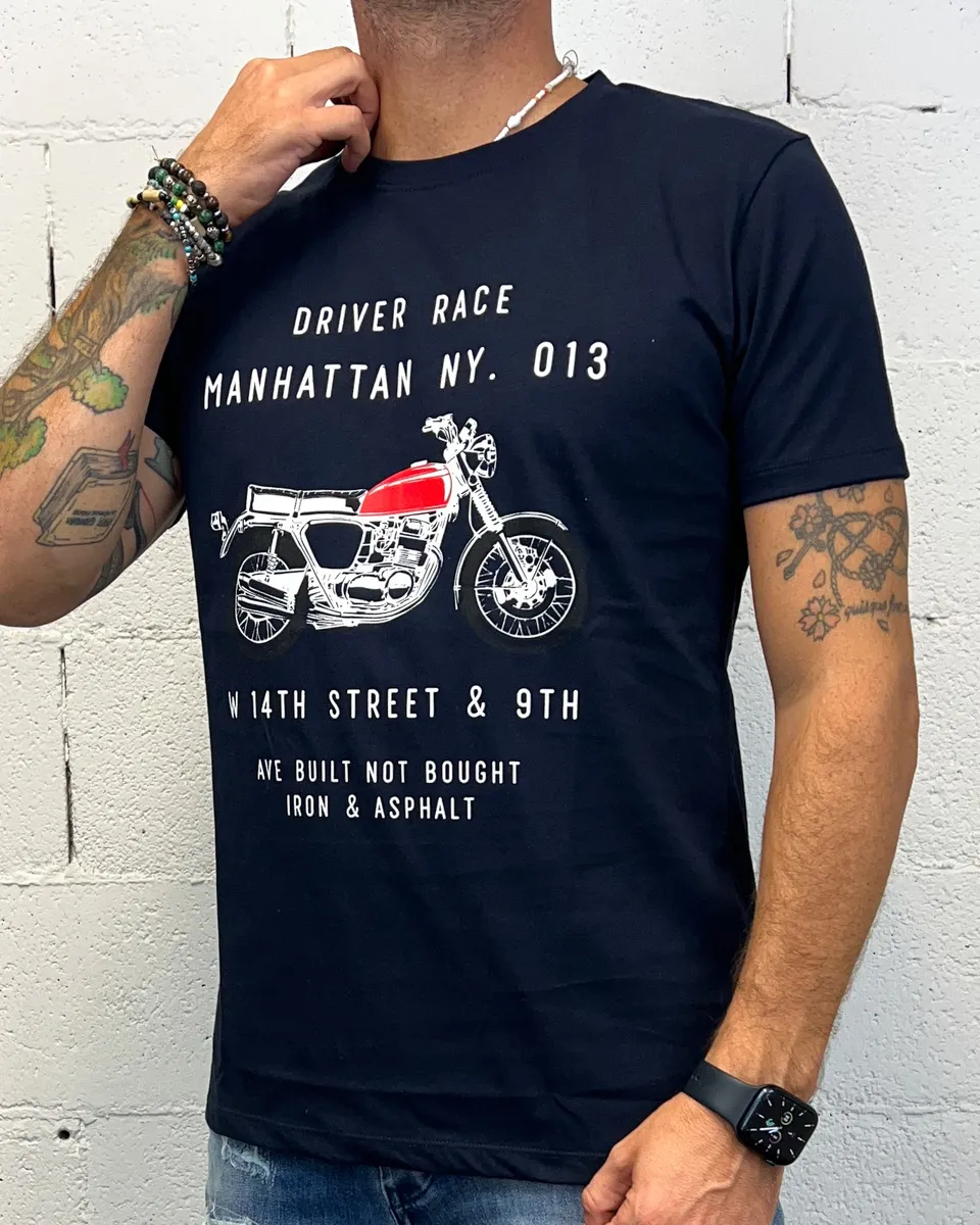 ONLYONE Driver Race DROPIN t-shirt blu regolare