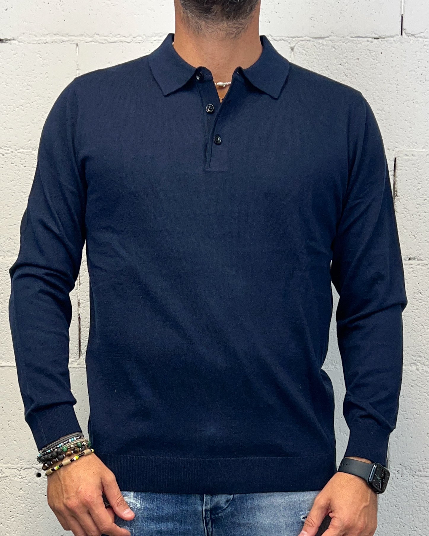 ONLYONE OVER-D Wool polo manica lunga blu