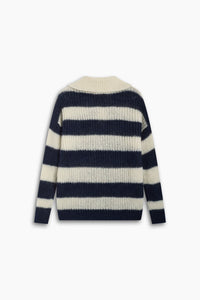 THE NEW SOCIETY Ellie polo lana mohair righe Black Iris