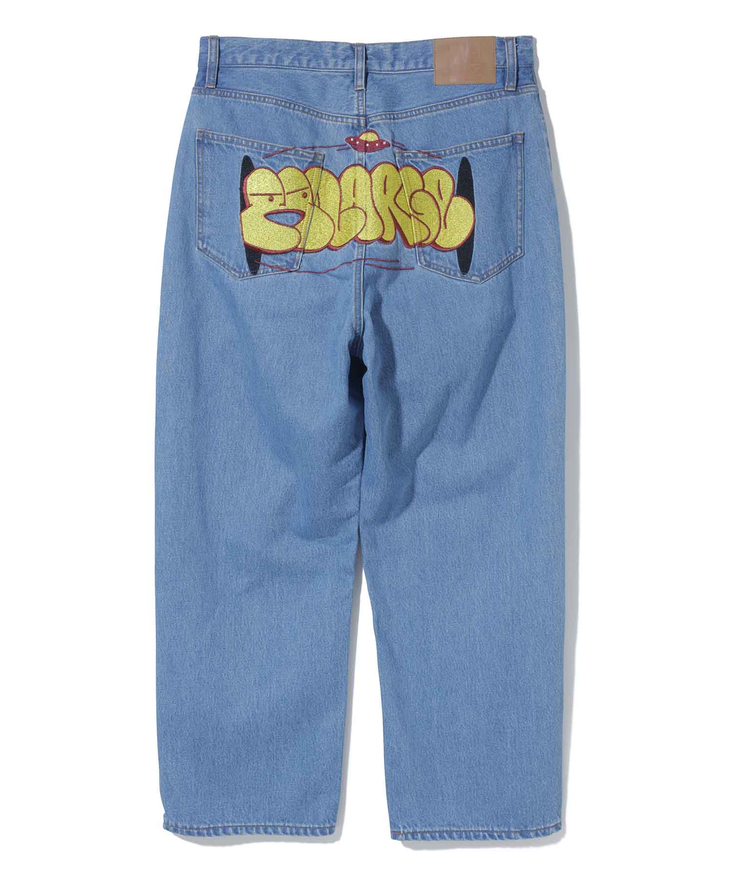 X-Large Embroidery Graffiti jeans indaco chiaro
