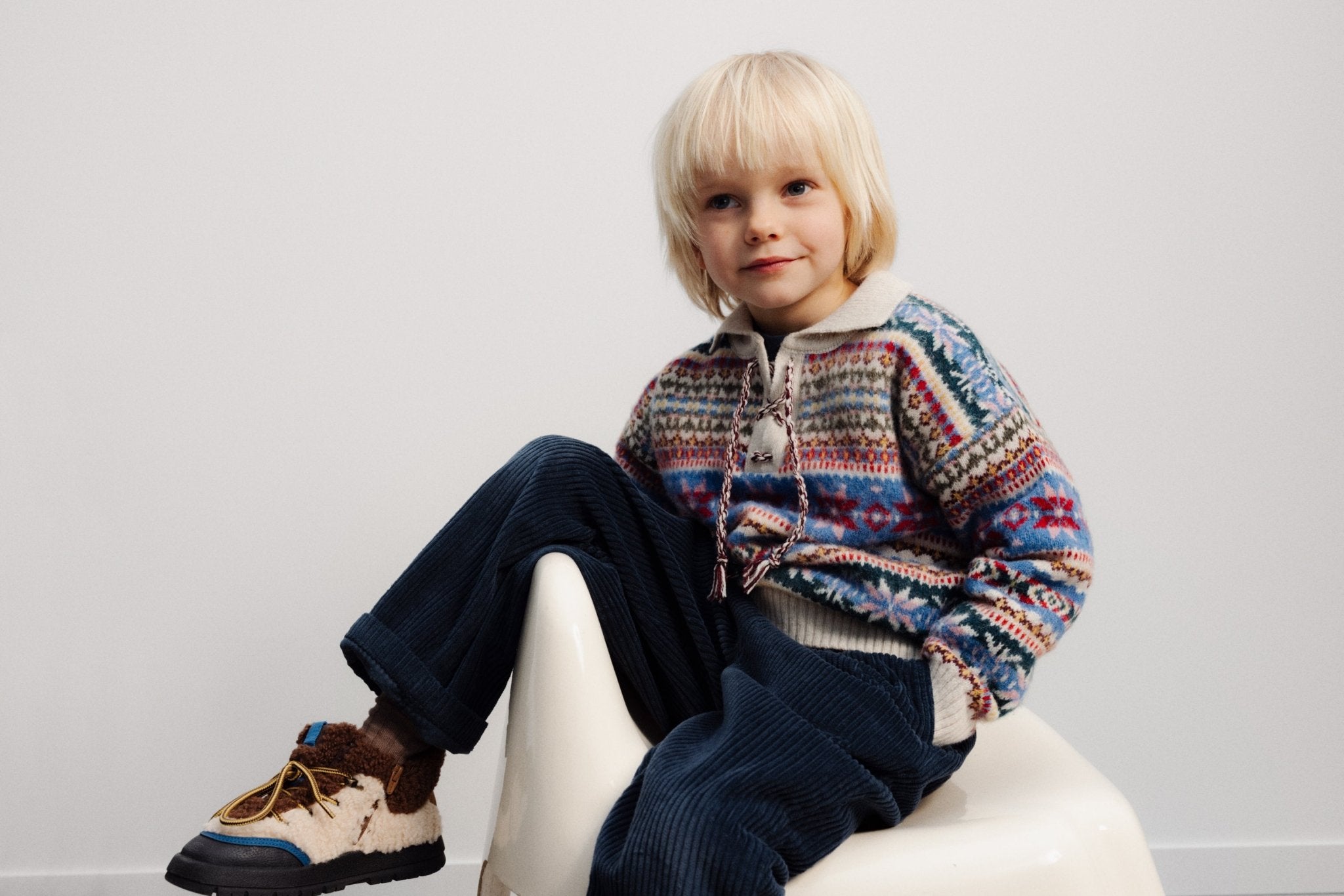 The New Society Caia Polo maglia bimba jacquard multicolore