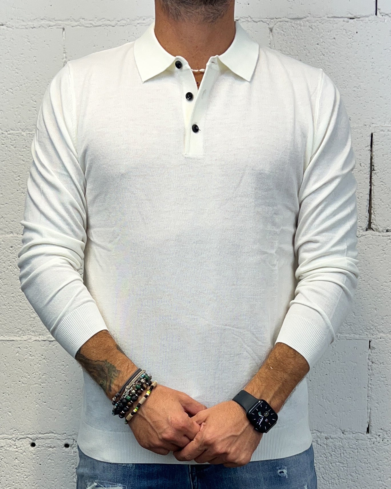 ONLYONE OVER-D Wool Panna polo manica lunga vestibilità regolare