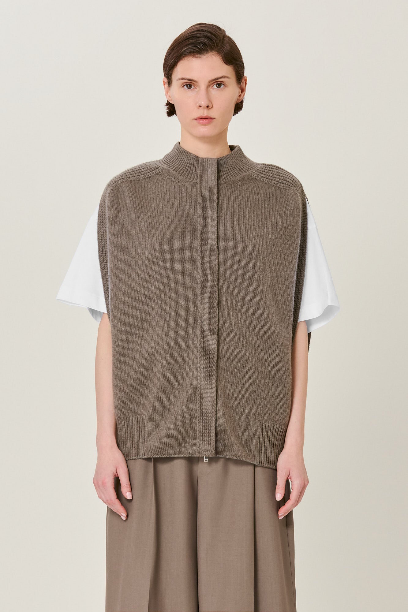 Sa Su Phi cardigan smanicato zip avorio cashmere