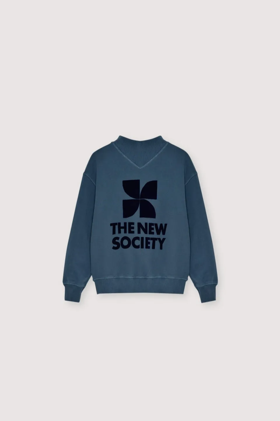 The New Society Logo Rib Collar felpa 6 anni Void Blue cotone