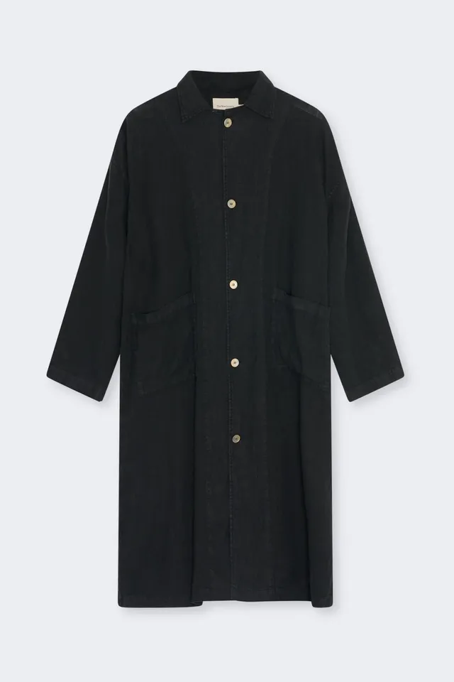 The New Society Melissa Midnight Black trench donna lino nero