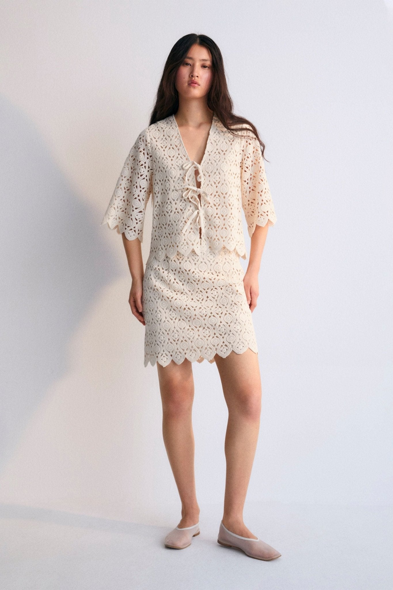 The New Society Narciso Gonna Uncinetto Coconut Cotone