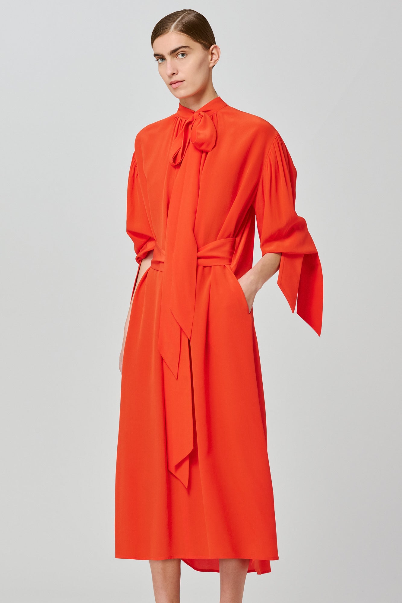 Sa Su Phi Susanna vestito lungo crepe arancione