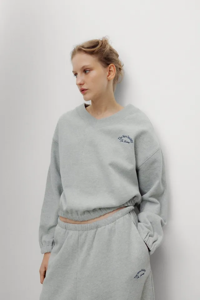The New Society Mochi felpa cotone grigio Light Grey Melange