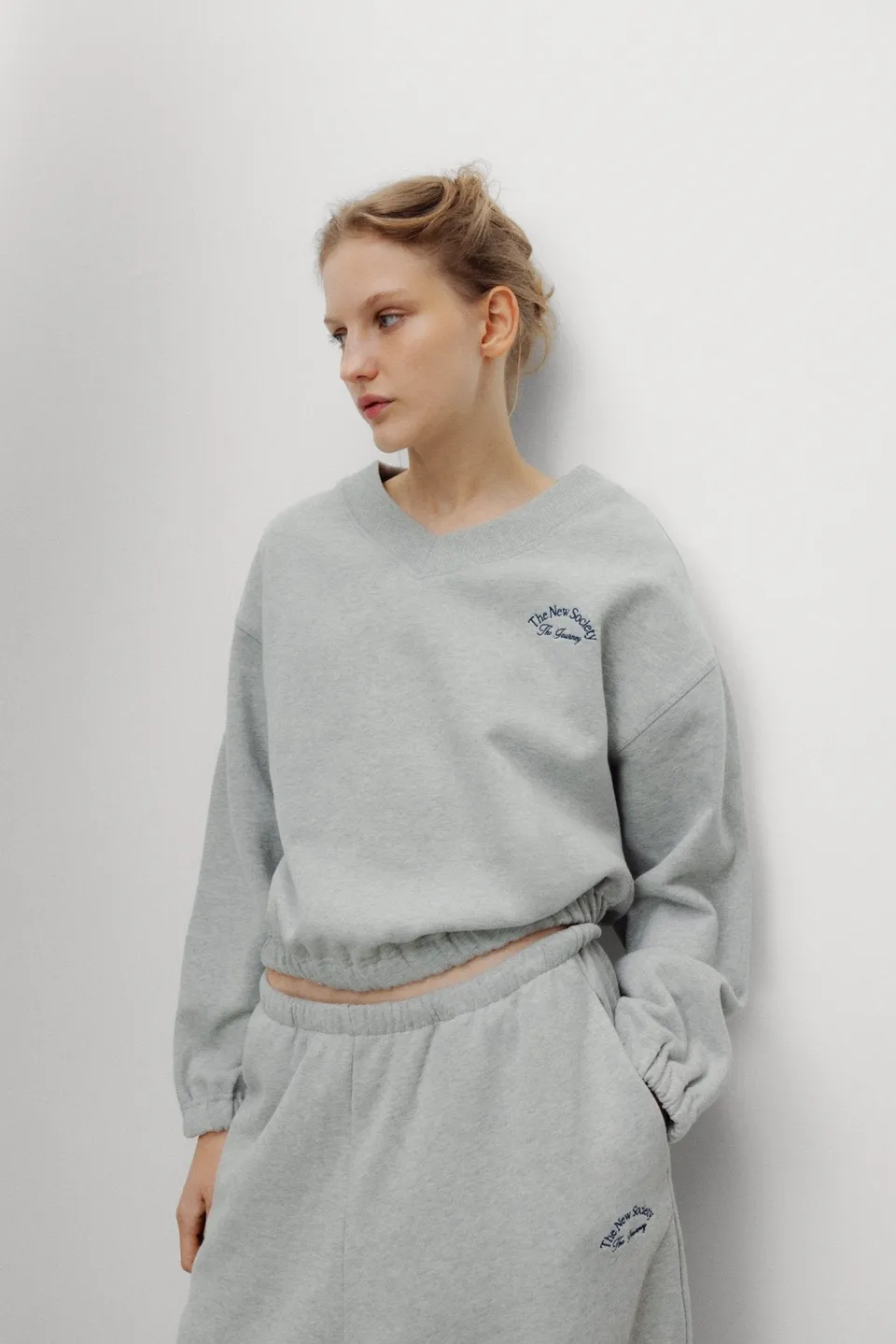 The New Society Mochi felpa cotone grigio Light Grey Melange