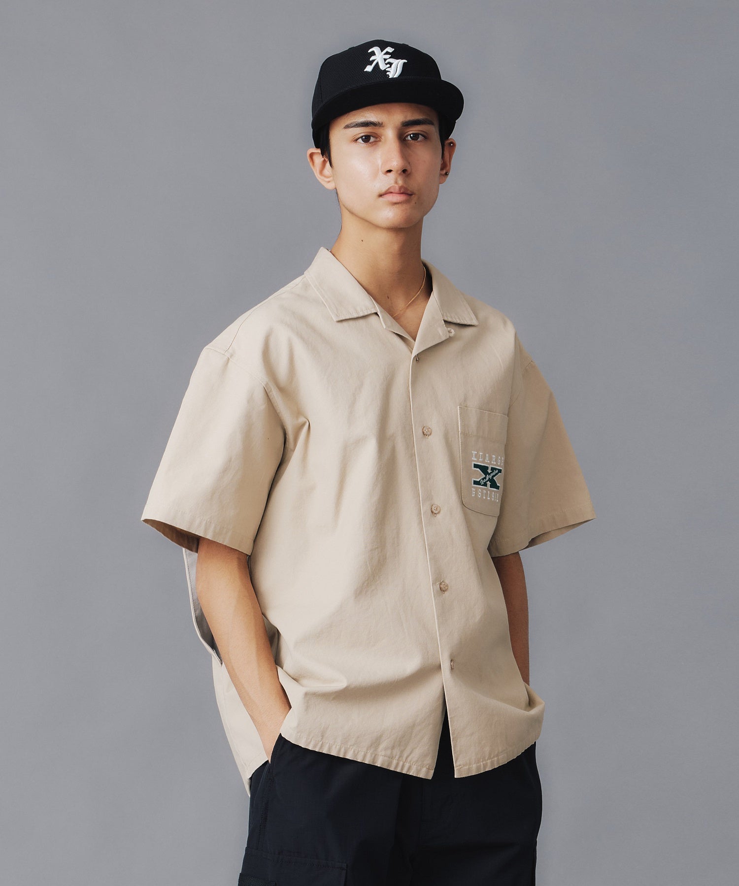 X-Large X Logo camicia nera manica corta