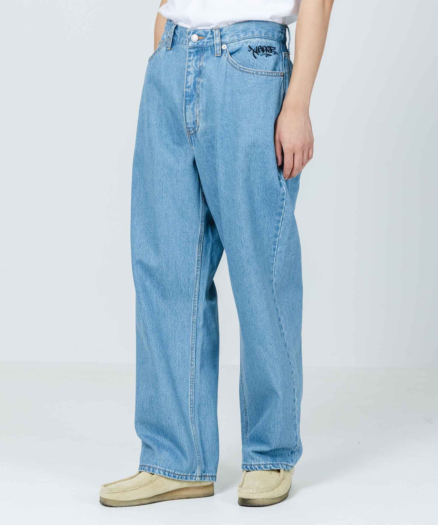 X-Large Embroidery Graffiti jeans indaco chiaro