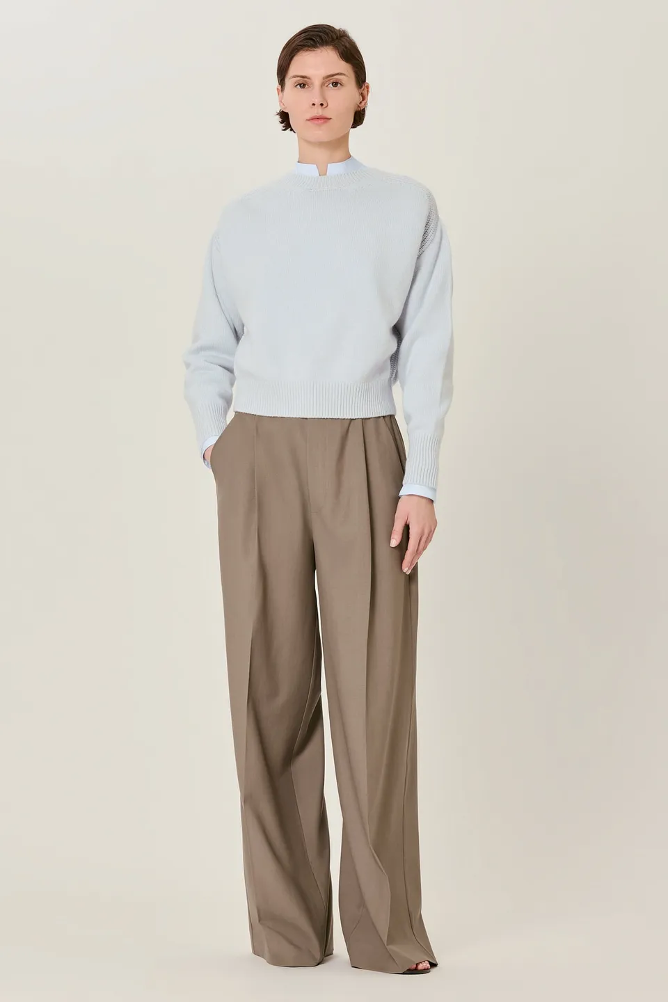 Sa Su Phi maglione a V cashmere ghiaccio donna